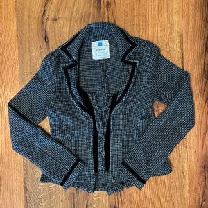 Anthropologie Sparrow Sweater, Faux Vest, Gray/Black Houndstooth Pattern, Sz Sml